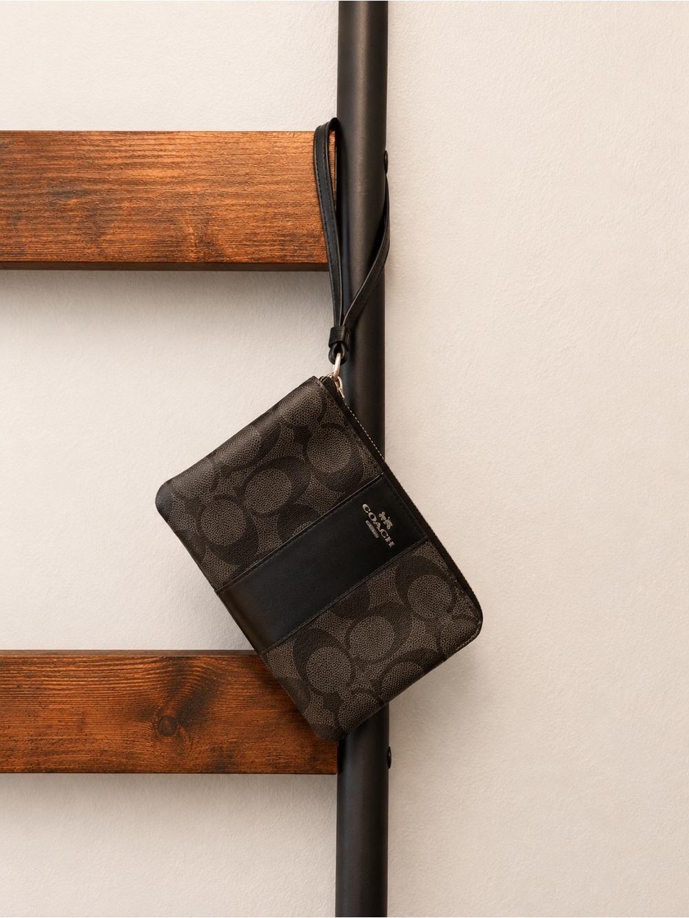 Coach Men’s Signature Wristlet Pouch in Brown and Black